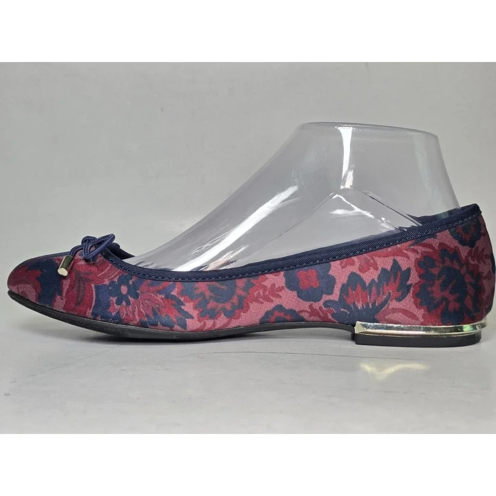 APT 9 Women's Ballets Size 7.5 M‎ Navy Red Multicolor Floral Slip On Flats Shoes